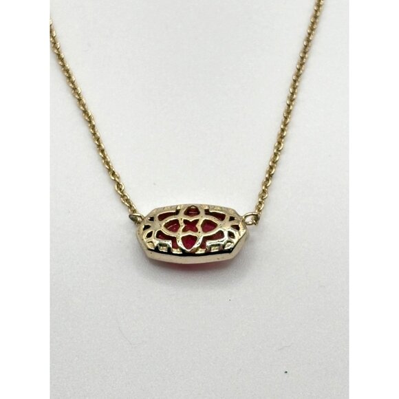 Kendra Scott Gold Necklace With Bright Pink Oval Crystal Pendant - Picture 4 of 6